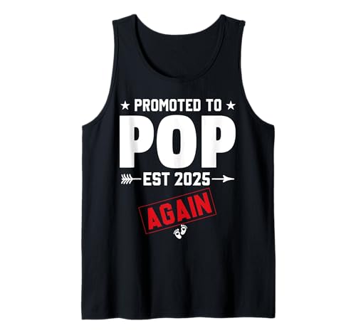 Promoted To Pop Again 2025 Baby Announcement Grandparents Camiseta sin Mangas