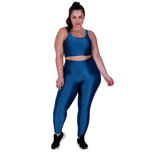 Conjunto Plus Size Fitness 3D Moda Feminina Bella da Serra Cropped Bojo Removível e Legging Cintura