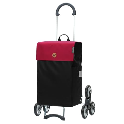ANDERSEN Einkaufstrolley - Treppenst. Scala Sh. Hera rot 47 L Einkaufsroller, modern, Reflektor, leichtgängig, Räder abnehmbar, Treppensteiger