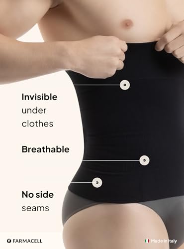 Farmacell Waist Trainer for Men Made in Italy - Seamless Tummy Control Shapewear - Slimming Girdle for Stomach - 4054