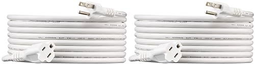 Image of Amazon Basics Indoor Extension Cord, 3 Prong Outlet Extender Power Cord, 13 Amps, 125V, 15 Foot, White, 2-Pack