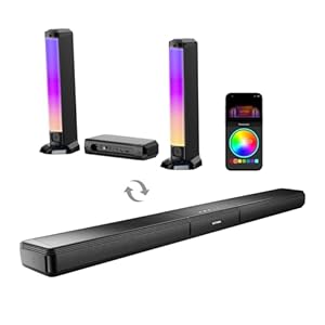 ULTIMEA 5.0ch Sound Bar for Smart TV, PC Soundbar with RGB Light, Detachable Soundbar for TV with App Control, 120W Peak Power, Bluetooth 5.3 TV Sound Bar, HDMI-ARC/Opt/AUX, Wall Mount, Apollo S70
