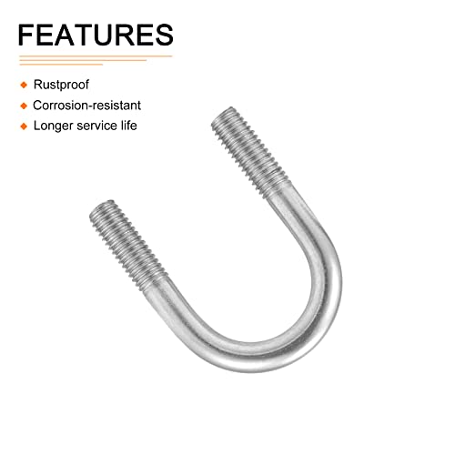 Image of DTGN 1-1 /8 inchx2.13 inch(DXL) Round U-Bolts - 5Pack - Good for Construction Industry - 304 Stainless Steel Round Bend U Bolt - Silver