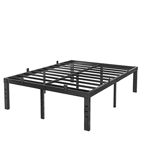 Comasach Bed Frame Queen Size And 6 Pcs Non Slip Mattress Gaskets, No Box Spring Needed, 14 Inch Black Metal Platform Bed Frames, 4000Lb Heavy Duty Steel Slat Support, Noise Free Mattress Foundation #TOP3