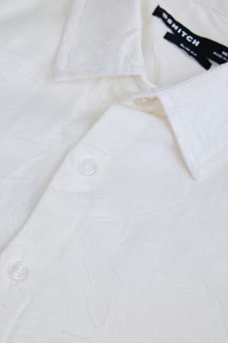 Image of SNITCH Men Shirt | Slim Fit Long Sleeve Spread Collar Jacquard Leaf Pattern | Premium Polyester Cotton Blend & Breathable Fabric for Elegant Events