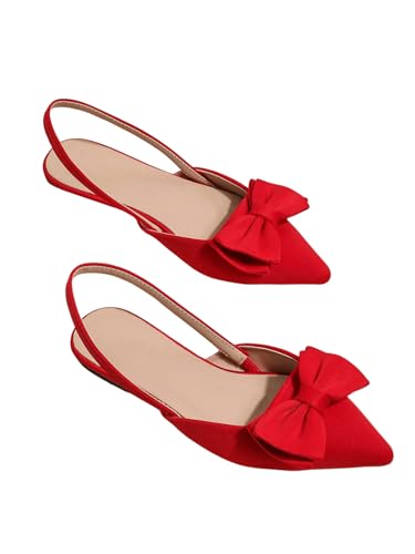 Image of Verdusa Women's Bow Pointed Toe Flat Shoes Slingback Flats Dress Shoes