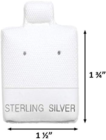 N'icePackaging - 100 Qty Sterling Silver Imprinted White 1 1/2" x 1 3/4" Vinyl Puff Pad Earring Cards - for Display & Sales - Clip/Wire/Post Earrings image 5