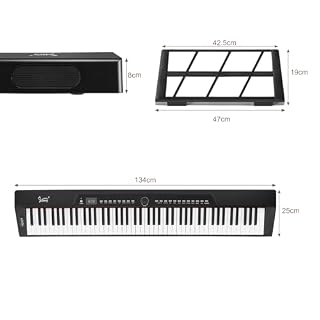 Bonnlo Piano Numérique avec 88 Touches Lestées, Clavier de Piano Semi-Lesté pour Débutants avec Pédale de Sustain, Adaptateur Secteur, Piano Électrique Cadeau pour Enfants et Adultes, Noir - Les Beatles, Paul McCartney, John Lennon, RIngo Starr, George Harrison Bonnlo Piano Numérique avec 88 Touches Lestées, Clavier de Piano Semi-Lesté pour Débutants avec Pédale de Sustain, Adaptateur Secteur, Piano Électrique Cadeau pour Enfants et Adultes, Noir – Image 2