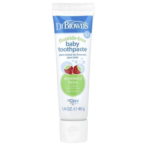Dr. Brown’s Pasta de Dientes para Bebés y Niños de 0 a 3 Años - Sabor Fresa - Sin Fluoruro, Sin Colorantes Artificiales, Sin Conservantes – Segura si se Traga - 40 g