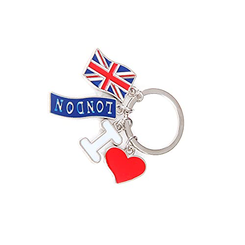 Eurostick Union Jack Multi Keyring Keychain UJ London British Bag Charm (I Love London, Heart, Flag)