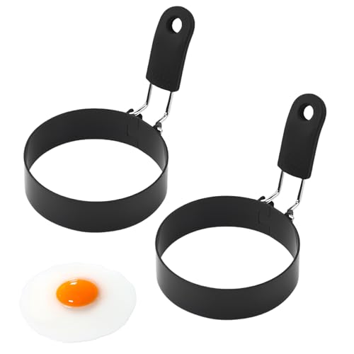 2 Pièces Poele a Pancakes,Moule Oeuf Au Plat Pancake Poêle à œufs Crepe Cuiseur Oeufs de Mini Crepiere Inox en Fabuleuse La Acier Antiadhésive Pan,pour Carbone Blinis et Cuisson Omelette Tout Party