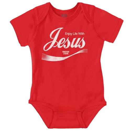 Image of Brisco Brands Punny Christian Enjoy Life With Jesus Baby Romper Boys or Girls