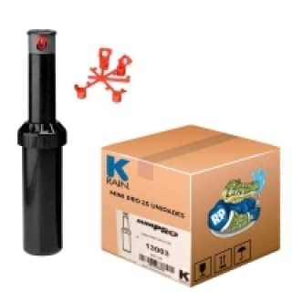 K-Rain MiniPro Aspersor de Turbina, Alcance 5.1-9.1 Metros, 5 Boquillas Intercambiables, Ajuste 40-360 Grados, Caja de 25 Unidades