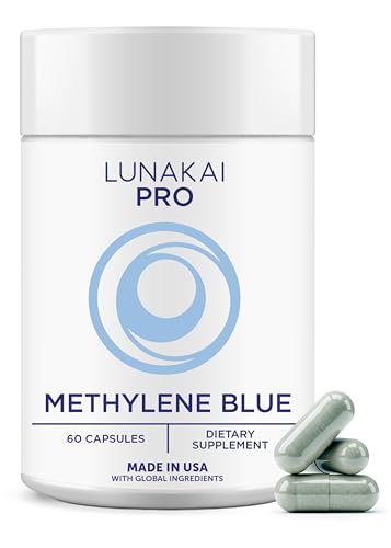 Lunakai USA Made USP Grade Methylene Blue Capsules with Vitamin C B6 B12 3rd-Party Tested Daily Wellness Support Supplement 60ct