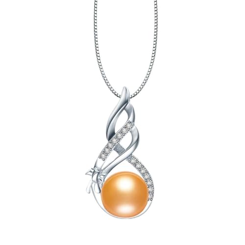 Collier perle de culture d'eau douce et son pendentif en zircon véritable haut de gamme