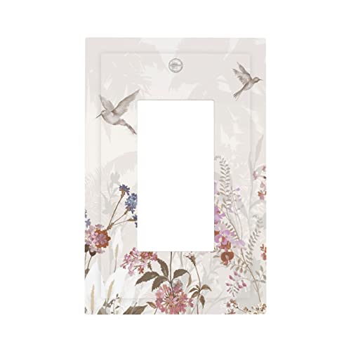 Floral Bird 1 Gang Rocker Lichtschalter Abdeckung Dekorative Einzelwandplatte Schalter Platten Küche Schlafzimmer Badezimmer Dekor Cover
