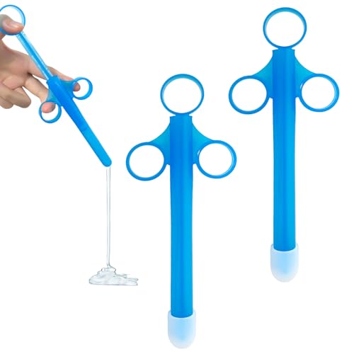 ELNX 2 Aplicadores de Lubricante, Jeringas Reutilizables con Punta Redondeada Suave para Hombres, Mujeres y Parejas (Azul)