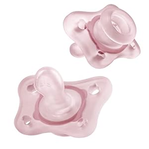 Chicco PhysioForma 100% Soft Silicone Mini One Piece Pacifier for Babies Aged 0-2 Months | Orthodontic Nipple Supports Breathing | BPA & Latex Free | Reusable Sterilizing Case | Pink, 2pk