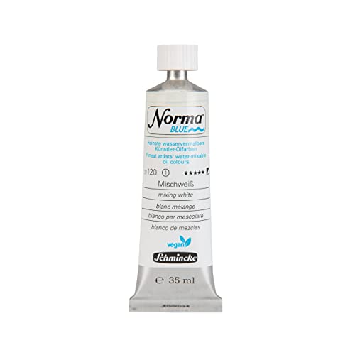 Schmincke - NORMA® Blue, 21120009, feinste wasservermalbare Künstler-Ölfarben, höchstpigmentiert, lichtecht, vegan, Mischweiß - 35 ml