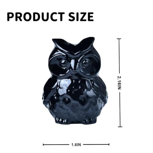 Estatua de Búho en Obsidiana Negra Pulida 2.16 in miniatura 2