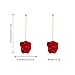 GUOXIAOMEI Dangle Acrylic Petal Tassel Earrings - Stainless Steel - Red Rose Flower Rhinestone Drop Statement Fashion Earrings