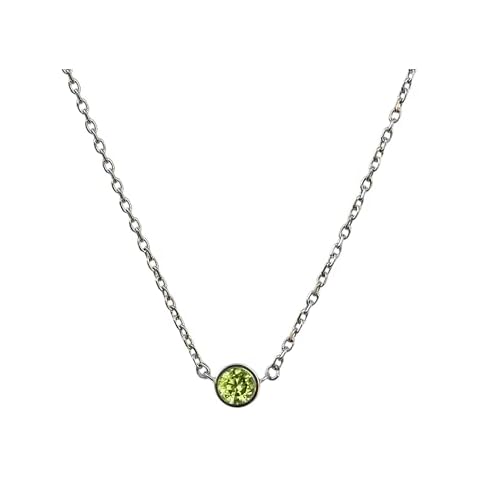 Dolceoro August Birthstone Garnet Necklace Pendant Jewelry, SILVER Color Family Birthstone Necklace 316L Surgical Stainless Steel Cover