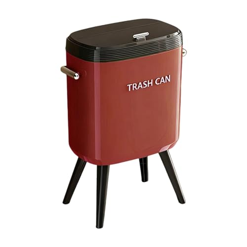 IEUDNS Garbage Can with Legs Dustbin High Foot 15L Large Capacity Household No Bending Wastebasket for Office Bedroom Kitchen Toilet, Red