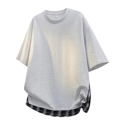 [PenBille] Tシャツ メンズ 夏服 半袖 重ね着風 フェイクレイヤード クルーネック ハイクオリティーTシャツ 丸首 柔らかい肌触り シンプル カジュアル トップス 普段着 快適 通気性 人気 Gray Lの商品画像（Amazon）