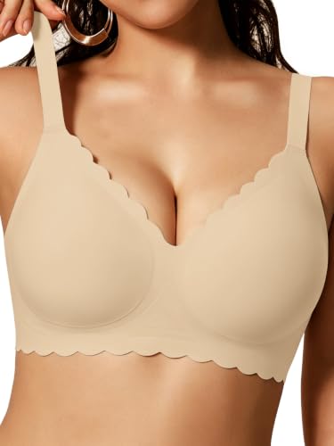 COCOMARTS Jelly Bras for Women No Underwire Push Up Bra Semolina,M