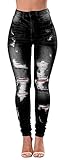 KDF Women's High Waisted Jeans for Women Distressed Ripped Jeans Slim Fit Butt Lifting Skinny Stretc