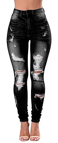 Kdf Women's High Waisted Jeans For Women Distressed Ripped Jeans Slim Fit Butt Lifting Skinny Stretch Jeans Denim Pants #TOP8