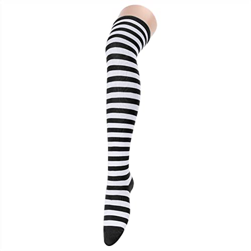 Image of Zando Womens Stripes Thigh High Socks Thigh Highs Casual Knee High Stockings