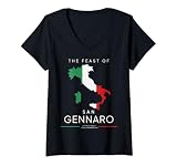 Womens Feast of San Gennaro Festival New York Little Italy Flag V-Neck T-Shirt