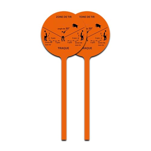 Lot de 2 Jalons Angle de Tir – 39 cm | Signalisation Sécurité Chasse | Piquet Plastique avec Marquage 1 Face