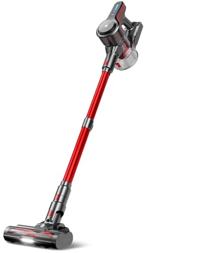 Image of CHEBIO Lightweight Cordless Vacuum Cleaners for Home, Stick Vacuum Cordless Rechargeable with 45kPa Suction,45-Min Run,Anti-Tangle and Self-Stand, 6 in 1 Hardwood Vacuum Cleaner (Grey)