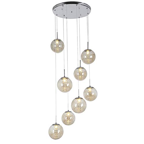 Chandelier d'escalier long en verre design minimaliste pour villa
