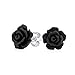 Romantique Délicat Floral 3D Craved Black Rose Flower Stud Boucles d’oreilles pour femmes ado pour mère poteau plaqué argent