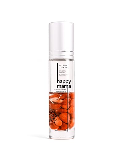 Image of Soul Stories Happy Mama Roll-On - 10ml | Comforting Essential Oil Blend for Travel Stress, Uneasiness & Everyday Discomfort | Helps Relax Body & Mind So You Can Enjoy the Journey | Spearmint, Ginger, Lavender, Jojoba & Fennel Oils | With Red Agate Crystal
