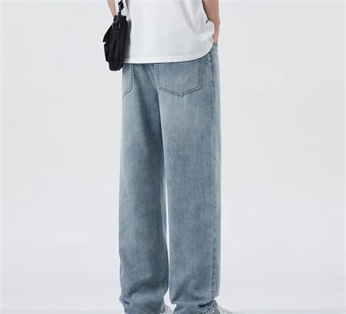 Mens Jeans Straight Leg Loose Vintage Solid Color Wide Leg Pants High Street Casual Denim Wear4