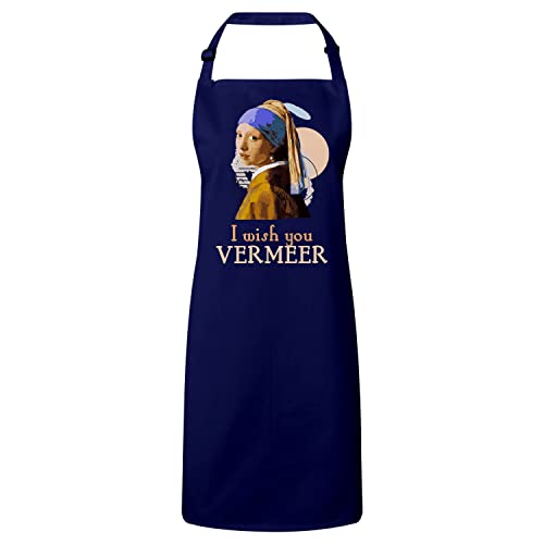 Tablier cuisine premium navy élégant motif humour art Vermeer