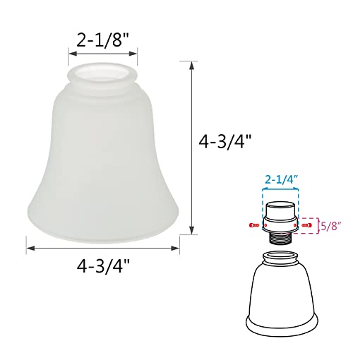 Image of Aspen Creative 23137-4A Transitional Frosted Ceiling Fan Shade, 2-1 /8 inch Fitter, 4-3 /4 inch Diameter x 4-3 /4 inch Height, 4 Pack Replacement Glass
