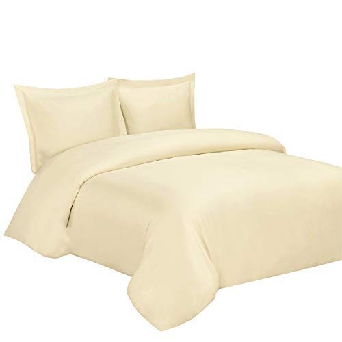 Royal Hotel Bedding 100% Cool Duvet Covers, Viscose Made from Bamboo, Duvet Cover Set with Corner Ties and Button Closer, Full/Queen Size Ivory
