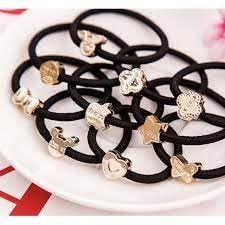 Image of Beaded Pearl Rope Hair Band Rubber Hair Accessories Stone Elastic Fancy Rubber Band Ties Ponytail Holder Scrunchy for Girls & Women Colorful Set of 5