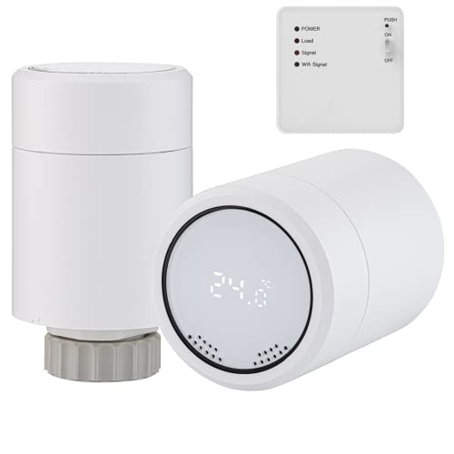 Sandy Beach Smart Radiator Valve - Amazon Thermostat With Zigbee Gateway Connecting to Alexa Google Home - White (Gateway + Thermostat + Boiler Receiver)