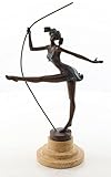 Material: Bronze, Naturstein Casa Padrino Luxus Bronze Skulptur Ballerina Bronze/Beige 20,3 x 10,2 x H. 30 cm - Deko Bronzefigur mit Natursteinsockel