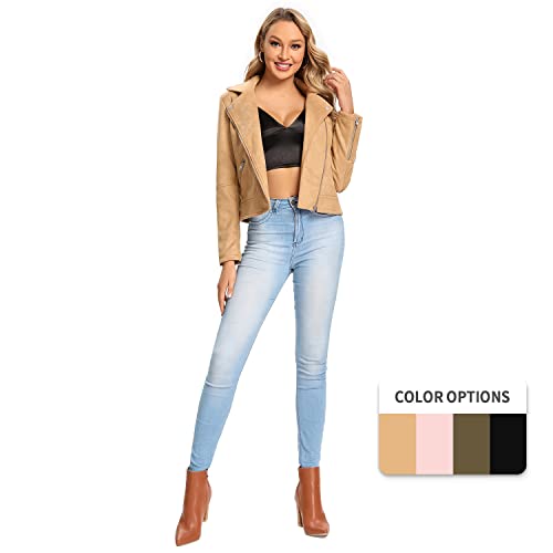 S P Y M Womens Faux Leather Jacket, Moto Biker Suede Coat2