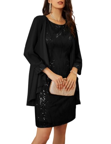 GRACE KARIN Black Sequin Dress Women's Cocktail Dresses for Older Women Wedding Guest Black XXL