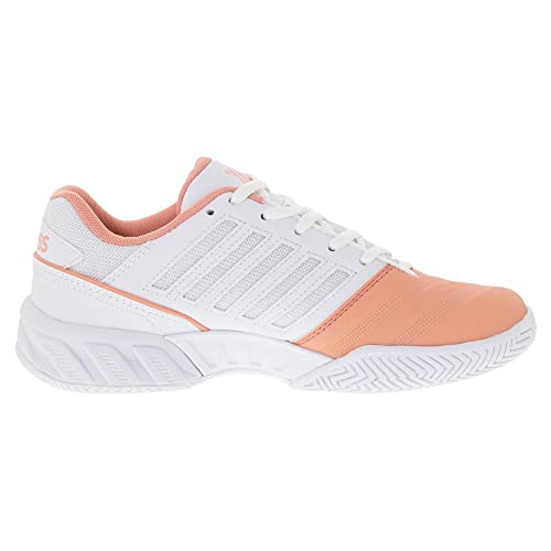 K-Swiss Tênis feminino Bigshot Light 4, Âmbar pêssego/Branco/Asfalto, 9.5