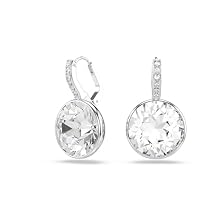 Swarovski Millenia drop earrings, Round cut, White, Rhodium Finish