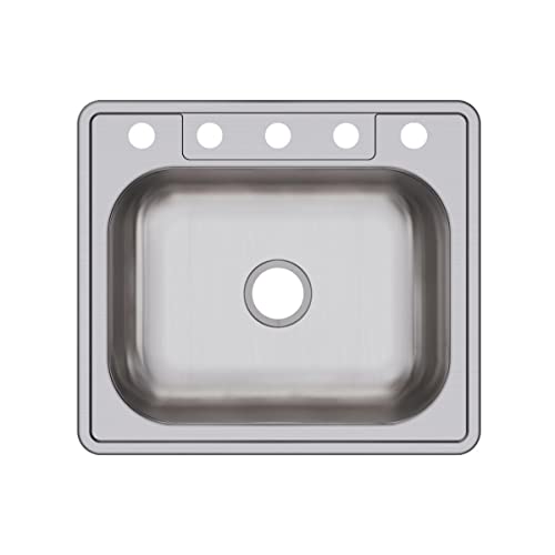 Image of Elkay D125225 22 Gauge Stainless Steel Single Bowl Top Mount Kitchen Sink, 25 x 22 x 6.5625 inch